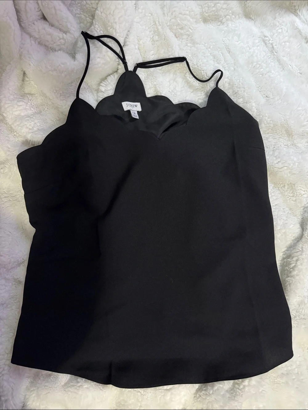 J. Crew Black Scallop-Edge Camisole